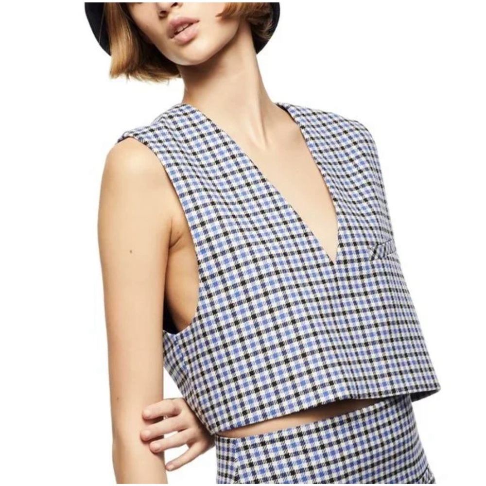 NWT Zara Plaid Cropped Vest Sz Small